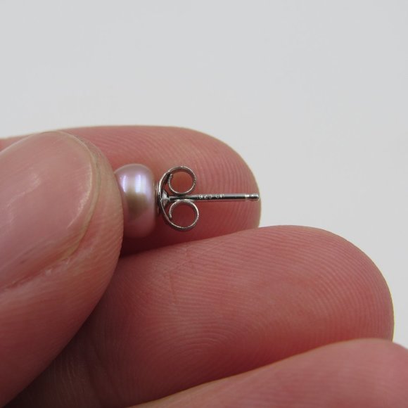 Sterling Silver Light Color Genuine Pearl Earrings - Picture 2 of 5